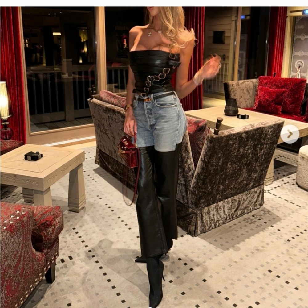 Agolde Two Toned Jeans With Leather